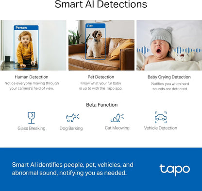 Tapo C211 2K 3MP Pan/Tilt Indoor Camera House Security Camera, WiFi Camera, No Monthly Fee, AI Detection, Dog Camera, Baby Camera Monitor, CCTV, 360° View, Night Vision, Works with Alexa & Google - Sayby’s