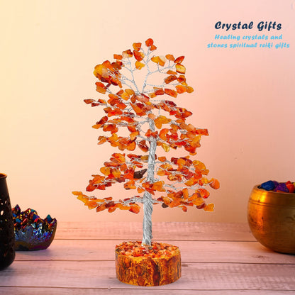 Tree of Life Gemstone Bonsai - Artificial Home and Office Decor, Spiritual Gift With Chakra Stones, Love Stone, Positive Energy - Crystal Rose Quartz - Sayby’s