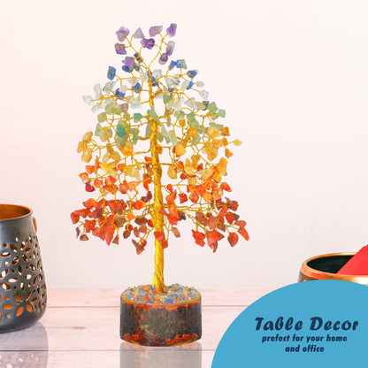 Tree of Life Gemstone Bonsai - Artificial Home and Office Decor, Spiritual Gift With Chakra Stones, Love Stone, Positive Energy - Crystal Rose Quartz - Sayby’s