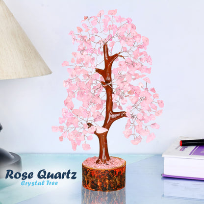 Tree of Life Gemstone Bonsai - Artificial Home and Office Decor, Spiritual Gift With Chakra Stones, Love Stone, Positive Energy - Crystal Rose Quartz - Sayby’s