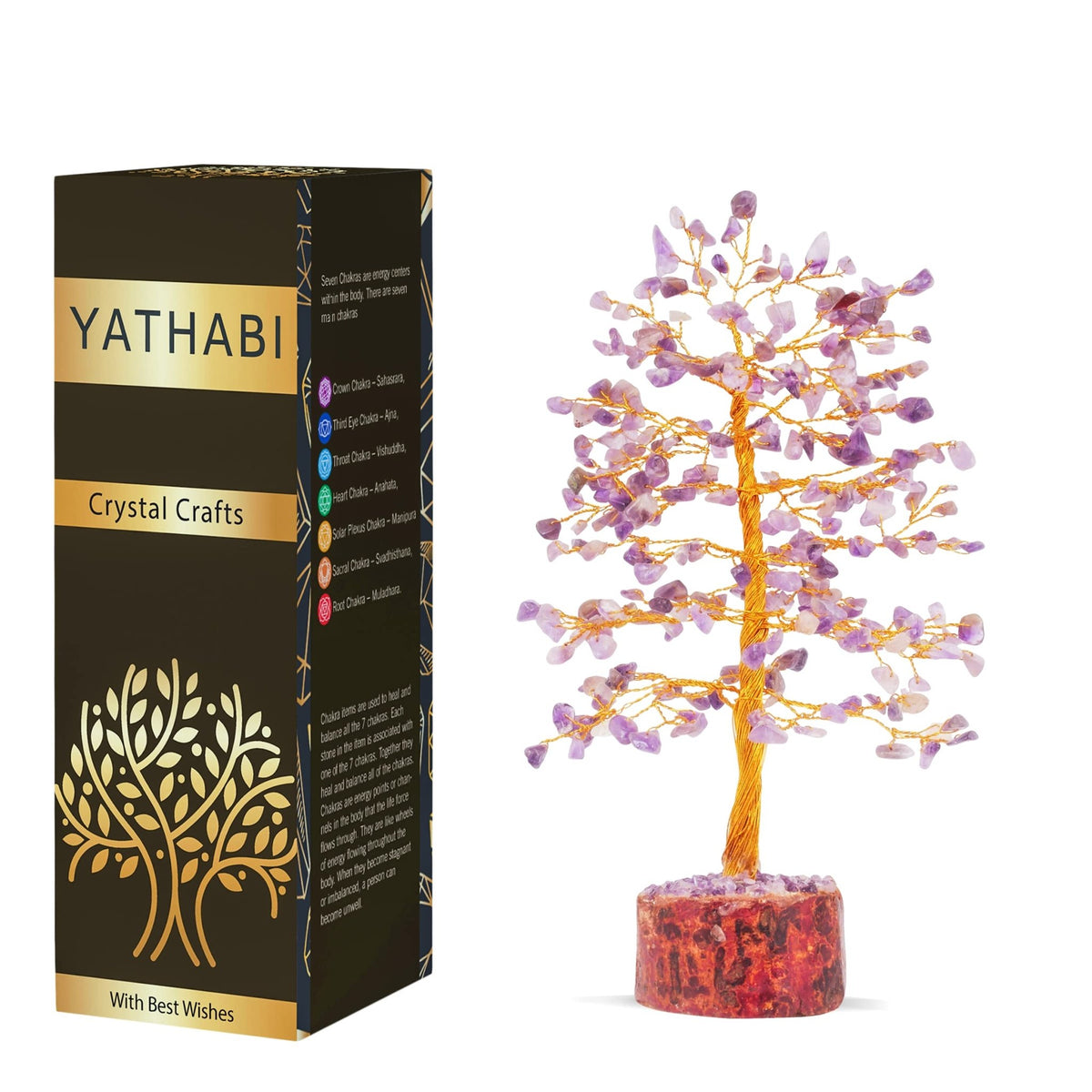 Tree of Life Gemstone Bonsai - Artificial Home and Office Decor, Spiritual Gift With Chakra Stones, Love Stone, Positive Energy - Crystal Rose Quartz - Sayby’s