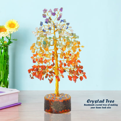 Tree of Life Gemstone Bonsai - Artificial Home and Office Decor, Spiritual Gift With Chakra Stones, Love Stone, Positive Energy - Crystal Rose Quartz - Sayby’s