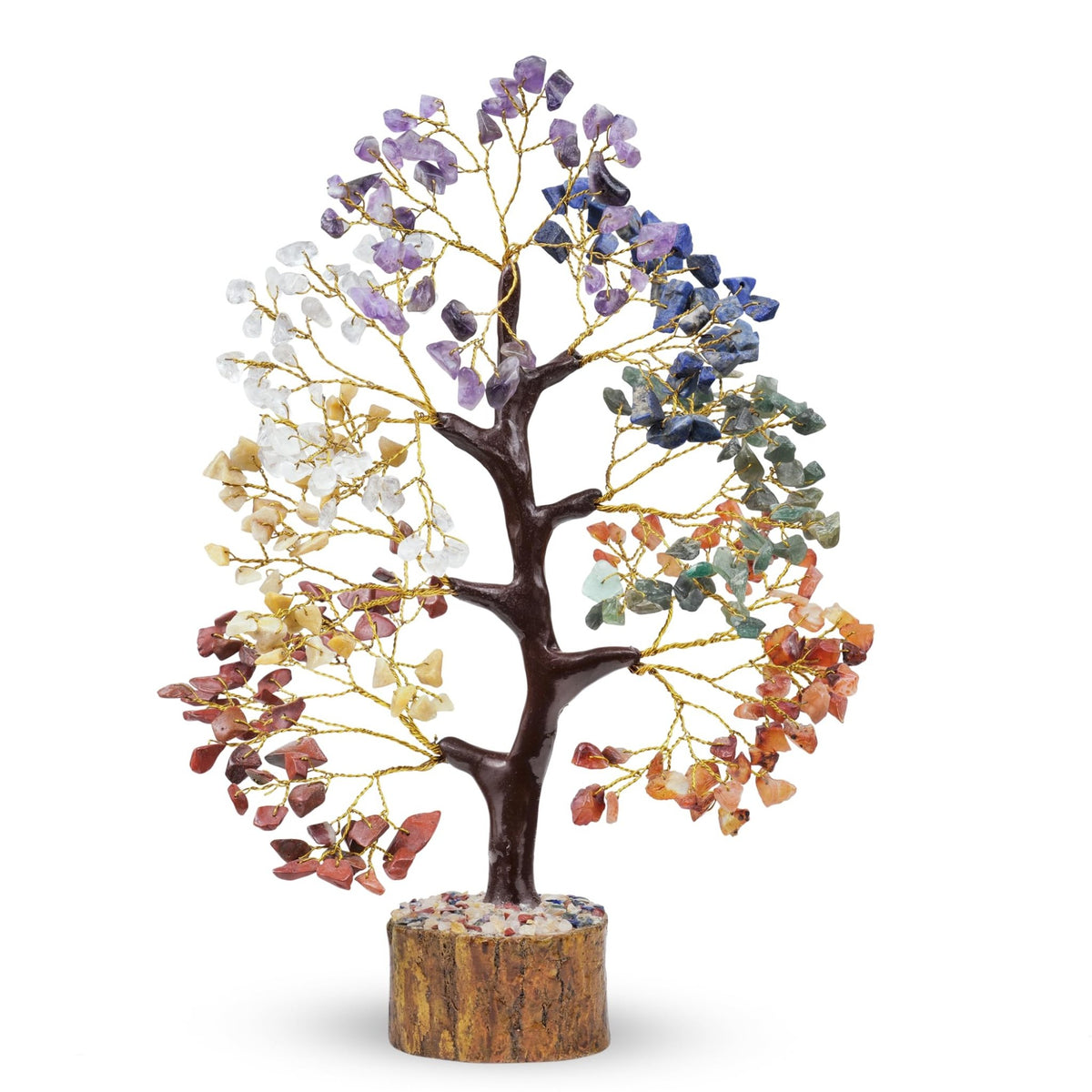 Tree of Life Gemstone Bonsai - Artificial Home and Office Decor, Spiritual Gift With Chakra Stones, Love Stone, Positive Energy - Crystal Rose Quartz - Sayby’s