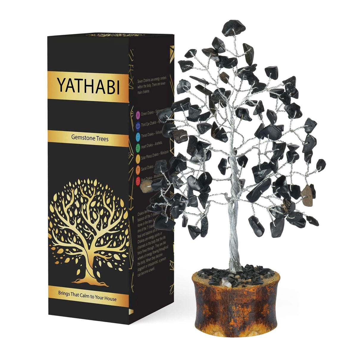 Tree of Life Gemstone Bonsai - Artificial Home and Office Decor, Spiritual Gift With Chakra Stones, Love Stone, Positive Energy - Crystal Rose Quartz - Sayby’s