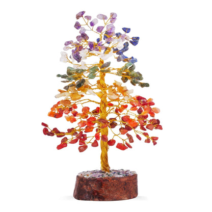 Tree of Life Gemstone Bonsai - Artificial Home and Office Decor, Spiritual Gift With Chakra Stones, Love Stone, Positive Energy - Crystal Rose Quartz - Sayby’s
