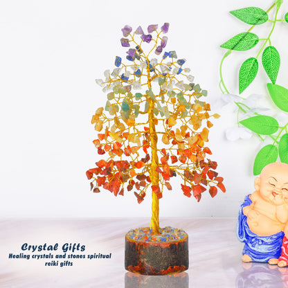 Tree of Life Gemstone Bonsai - Artificial Home and Office Decor, Spiritual Gift With Chakra Stones, Love Stone, Positive Energy - Crystal Rose Quartz - Sayby’s
