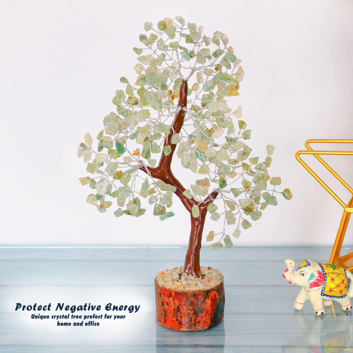 Tree of Life Gemstone Bonsai - Artificial Home and Office Decor, Spiritual Gift With Chakra Stones, Love Stone, Positive Energy - Crystal Rose Quartz - Sayby’s