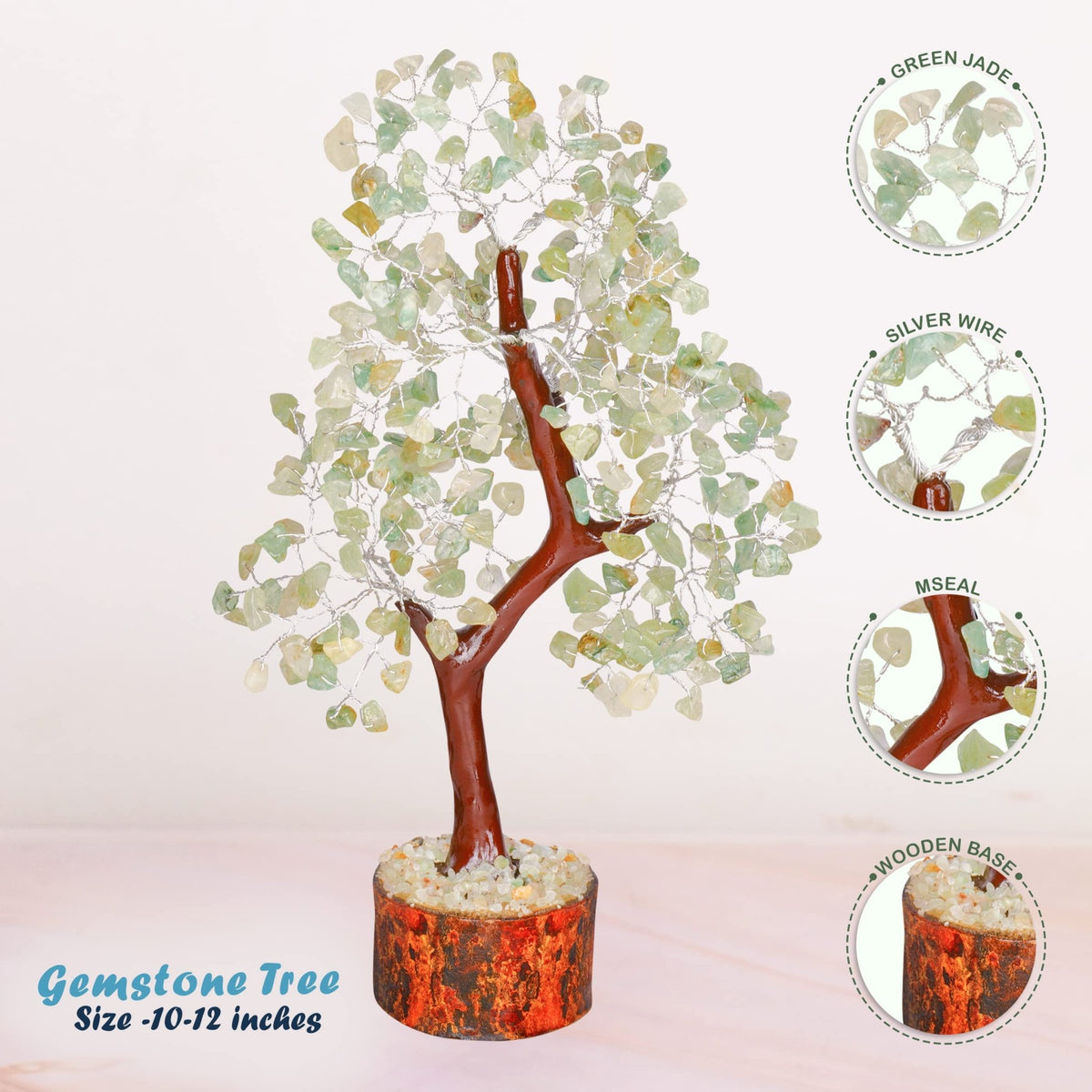 Tree of Life Gemstone Bonsai - Artificial Home and Office Decor, Spiritual Gift With Chakra Stones, Love Stone, Positive Energy - Crystal Rose Quartz - Sayby’s