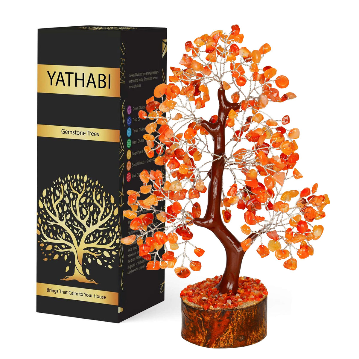 Tree of Life Gemstone Bonsai - Artificial Home and Office Decor, Spiritual Gift With Chakra Stones, Love Stone, Positive Energy - Crystal Rose Quartz - Sayby’s
