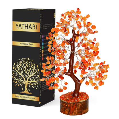 Tree of Life Gemstone Bonsai - Artificial Home and Office Decor, Spiritual Gift With Chakra Stones, Love Stone, Positive Energy - Crystal Rose Quartz - Sayby’s
