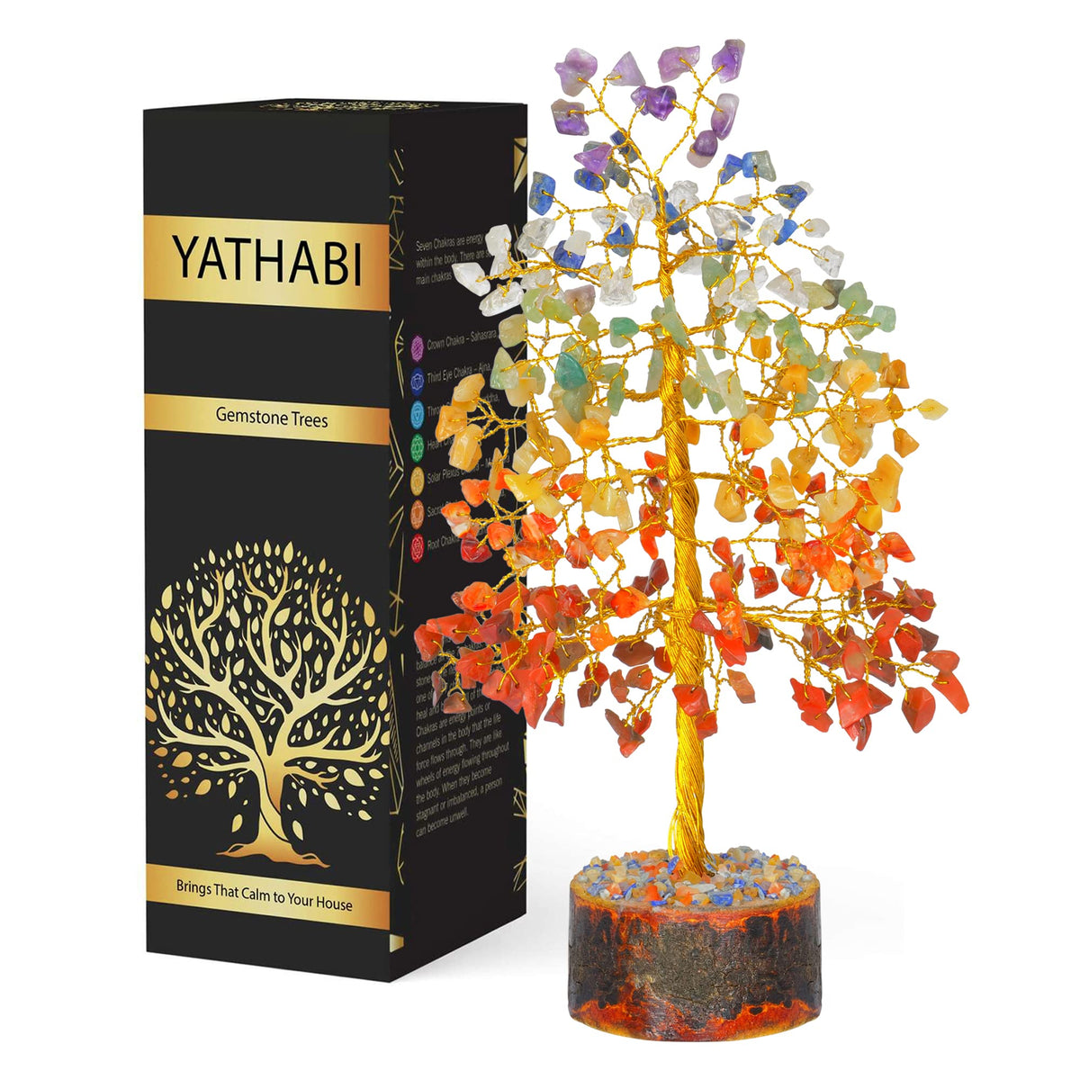 Tree of Life Gemstone Bonsai - Artificial Home and Office Decor, Spiritual Gift With Chakra Stones, Love Stone, Positive Energy - Crystal Rose Quartz - Sayby’s