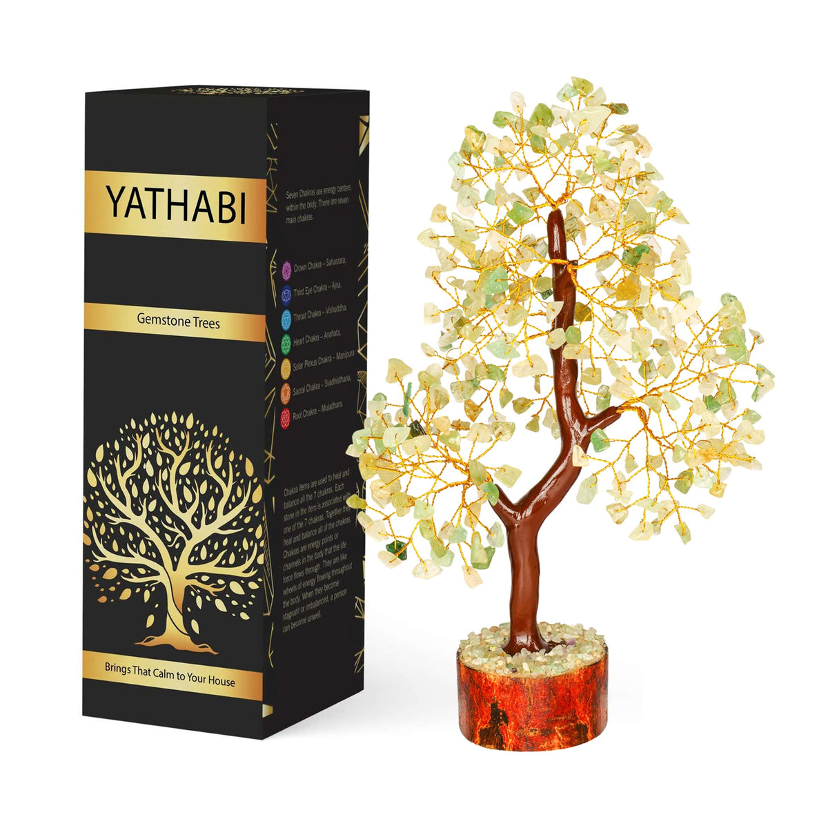 Tree of Life Gemstone Bonsai - Artificial Home and Office Decor, Spiritual Gift With Chakra Stones, Love Stone, Positive Energy - Crystal Rose Quartz - Sayby’s