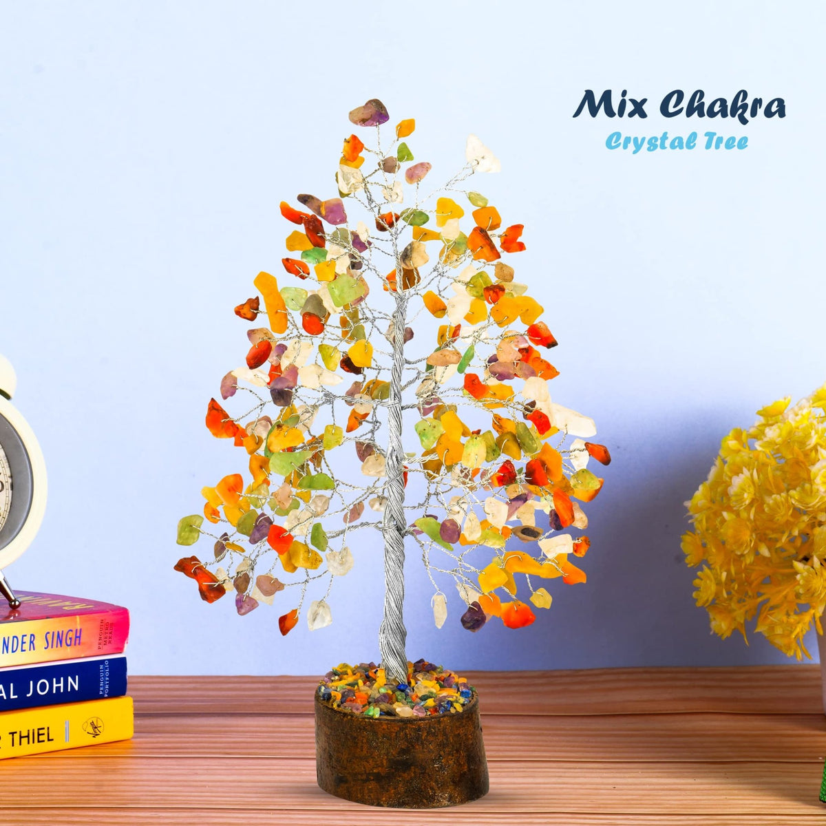 Tree of Life Gemstone Bonsai - Artificial Home and Office Decor, Spiritual Gift With Chakra Stones, Love Stone, Positive Energy - Crystal Rose Quartz - Sayby’s