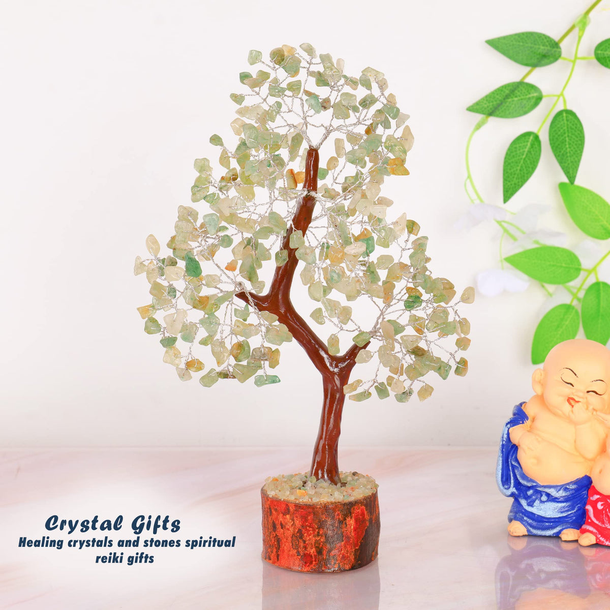 Tree of Life Gemstone Bonsai - Artificial Home and Office Decor, Spiritual Gift With Chakra Stones, Love Stone, Positive Energy - Crystal Rose Quartz - Sayby’s