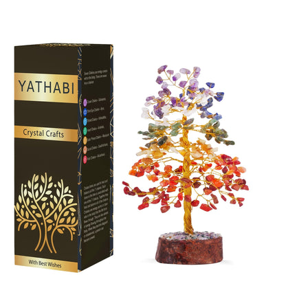 Tree of Life Gemstone Bonsai - Artificial Home and Office Decor, Spiritual Gift With Chakra Stones, Love Stone, Positive Energy - Crystal Rose Quartz - Sayby’s