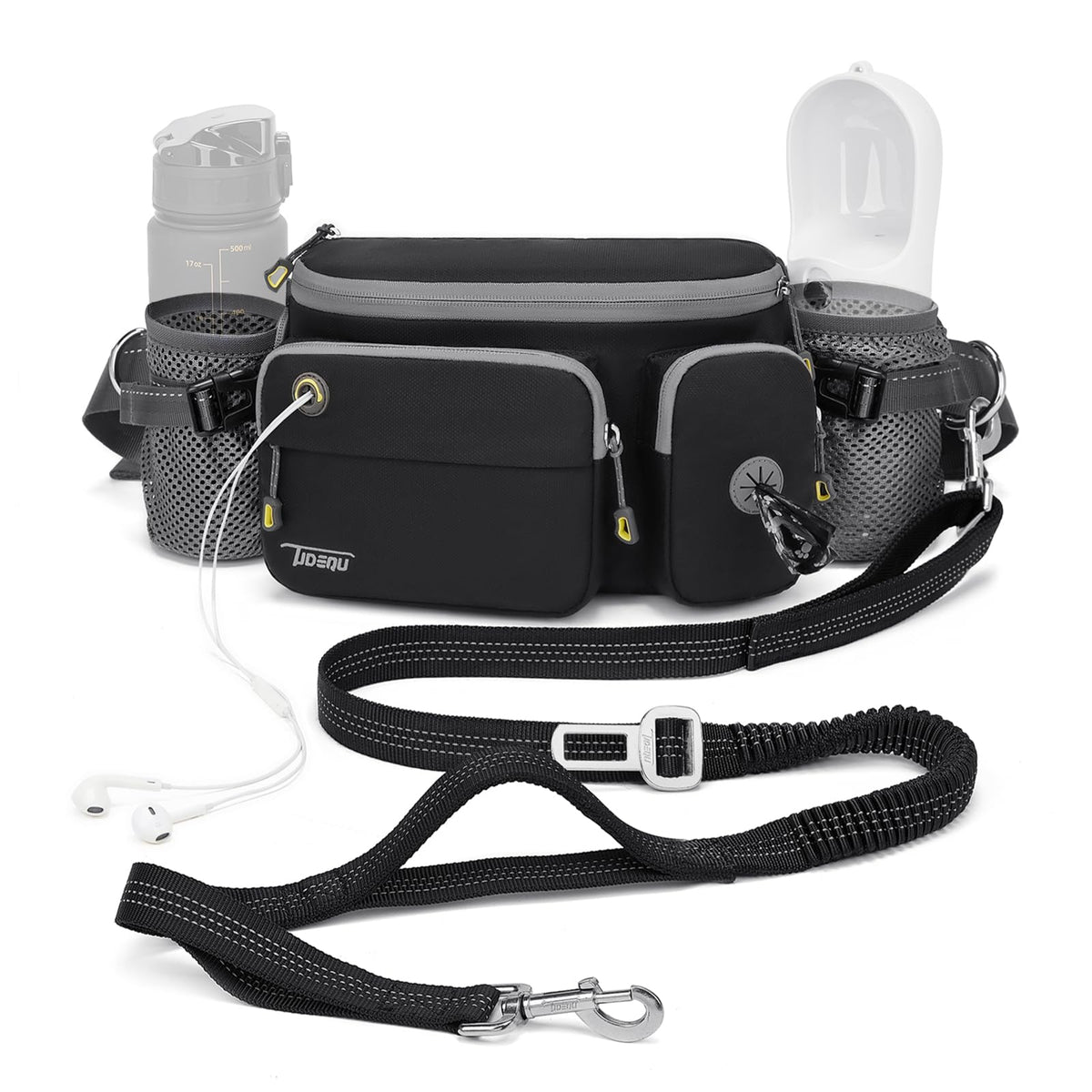 TUDEQU 4-IN-1 Hands Free Dog Leash Waist Belt with Dog Walking Fanny Pack,Seat Belt, Waist Leash for Large Dogs,Hiking - Sayby’s