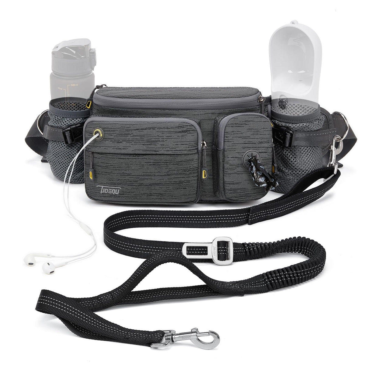 TUDEQU 4-IN-1 Hands Free Dog Leash Waist Belt with Dog Walking Fanny Pack,Seat Belt, Waist Leash for Large Dogs,Hiking - Sayby’s