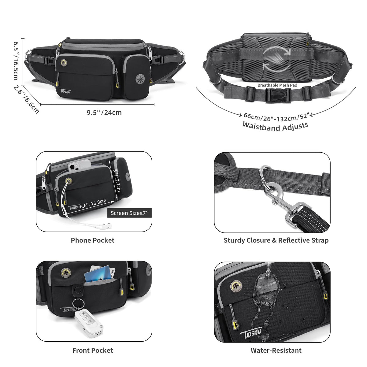 TUDEQU 4-IN-1 Hands Free Dog Leash Waist Belt with Dog Walking Fanny Pack,Seat Belt, Waist Leash for Large Dogs,Hiking - Sayby’s