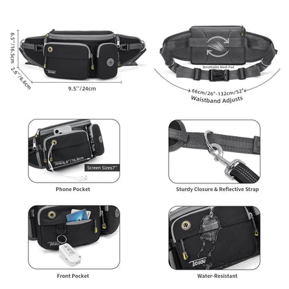 TUDEQU 4-IN-1 Hands Free Dog Leash Waist Belt with Dog Walking Fanny Pack,Seat Belt, Waist Leash for Large Dogs,Hiking - Sayby’s