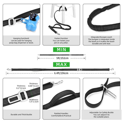 TUDEQU 4-IN-1 Hands Free Dog Leash Waist Belt with Dog Walking Fanny Pack,Seat Belt, Waist Leash for Large Dogs,Hiking - Sayby’s