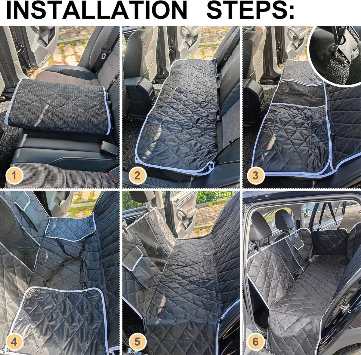 VSPETCC Dog Car Seat Cover,100% Waterproof with Mesh Window And Storage Pocket,Durable Scratchproof Nonslip Dog Hammock with Universal Size Fits for Cars/Trucks/SUV - Sayby’s