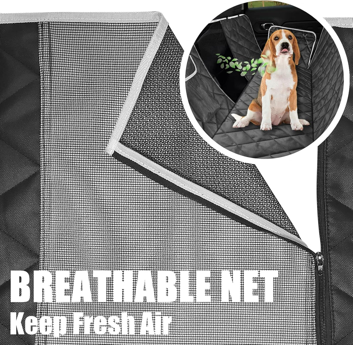 VSPETCC Dog Car Seat Cover,100% Waterproof with Mesh Window And Storage Pocket,Durable Scratchproof Nonslip Dog Hammock with Universal Size Fits for Cars/Trucks/SUV - Sayby’s
