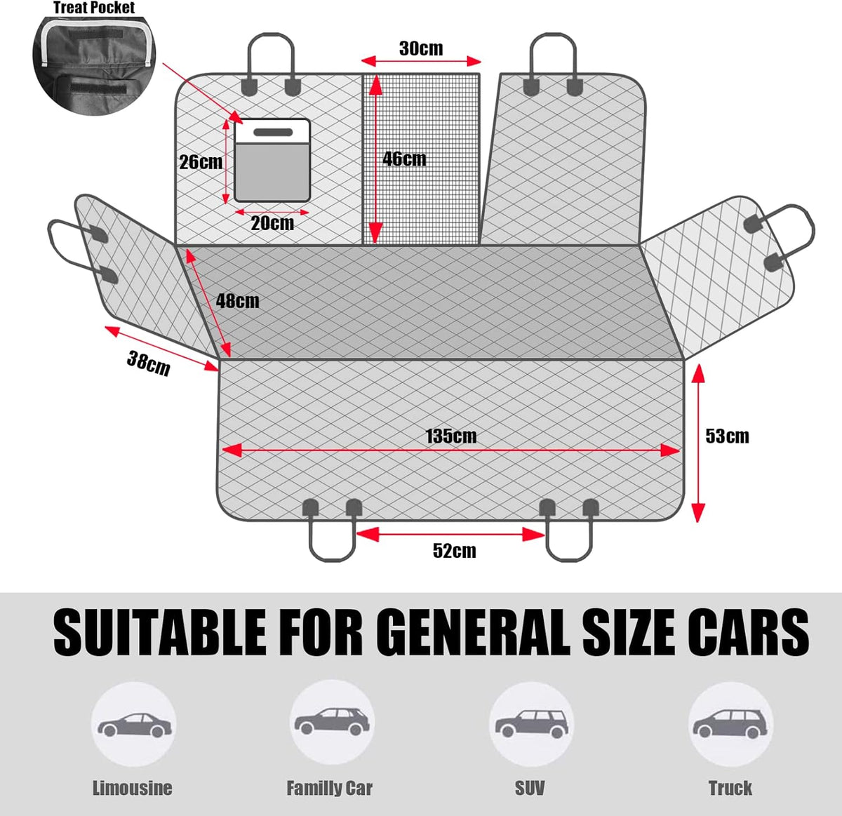 VSPETCC Dog Car Seat Cover,100% Waterproof with Mesh Window And Storage Pocket,Durable Scratchproof Nonslip Dog Hammock with Universal Size Fits for Cars/Trucks/SUV - Sayby’s