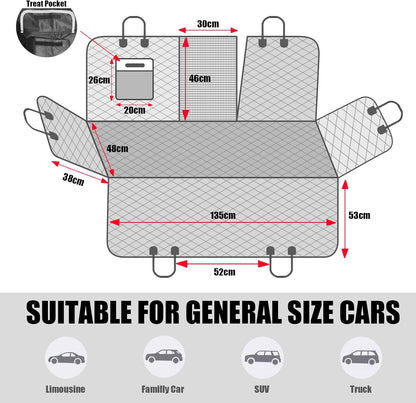 VSPETCC Dog Car Seat Cover,100% Waterproof with Mesh Window And Storage Pocket,Durable Scratchproof Nonslip Dog Hammock with Universal Size Fits for Cars/Trucks/SUV - Sayby’s