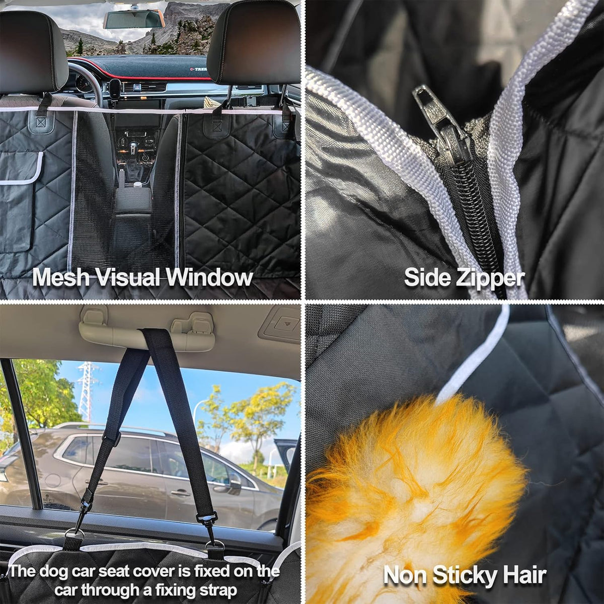VSPETCC Dog Car Seat Cover,100% Waterproof with Mesh Window And Storage Pocket,Durable Scratchproof Nonslip Dog Hammock with Universal Size Fits for Cars/Trucks/SUV - Sayby’s