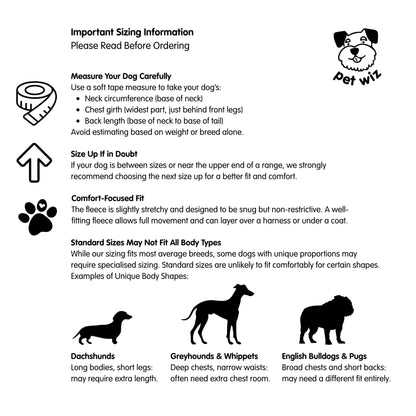 Warm Four-Legged Dog Fleece – Super Soft, Weather-Resistant, Available in a Range of Sizes and Colours - Sayby’s