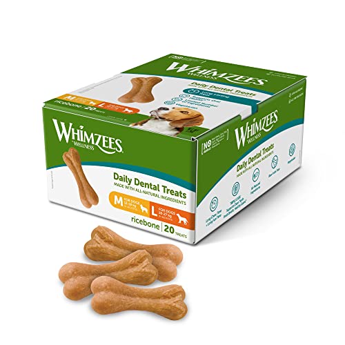WHIMZEES By Wellness Rice Bone, Dog Dental Sticks, 9 Pieces, Size M/L, Dog Chews for Medium to Large Breeds, Natural, Gluten-Free, Rawhide-Free, Vegetarian - Sayby’s
