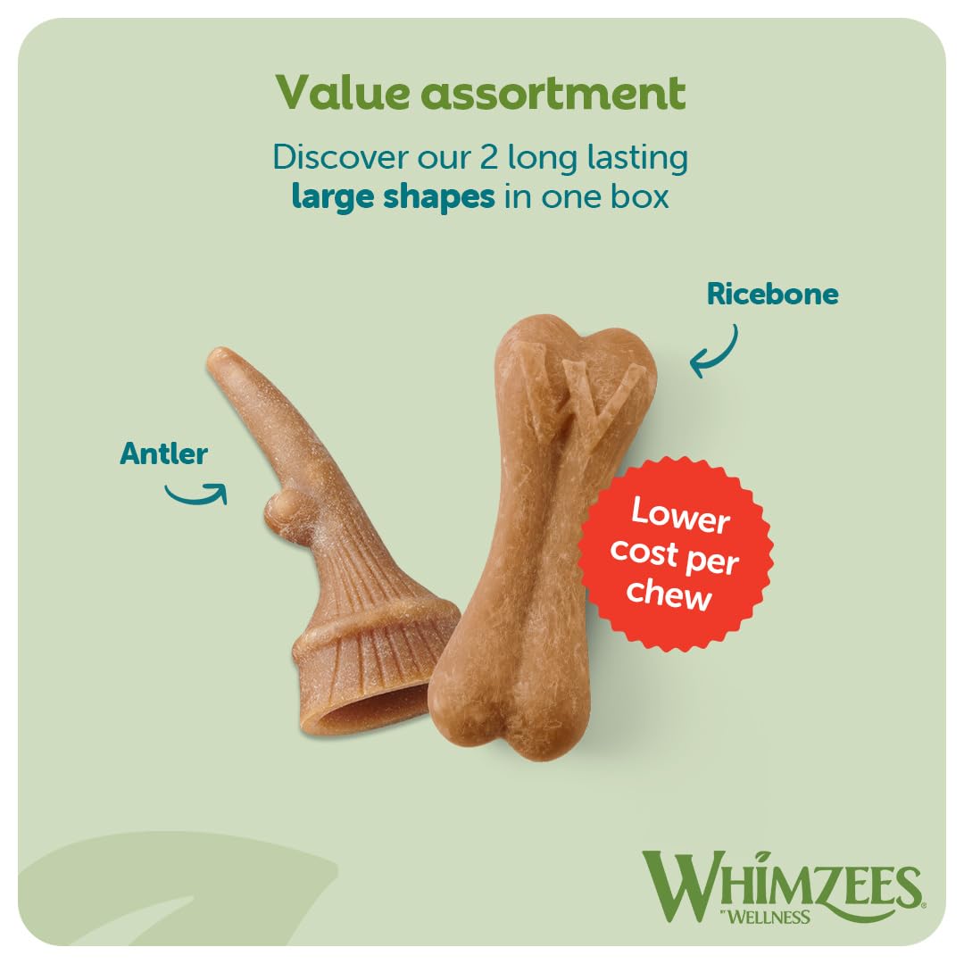 WHIMZEES By Wellness Rice Bone, Dog Dental Sticks, 9 Pieces, Size M/L, Dog Chews for Medium to Large Breeds, Natural, Gluten-Free, Rawhide-Free, Vegetarian - Sayby’s