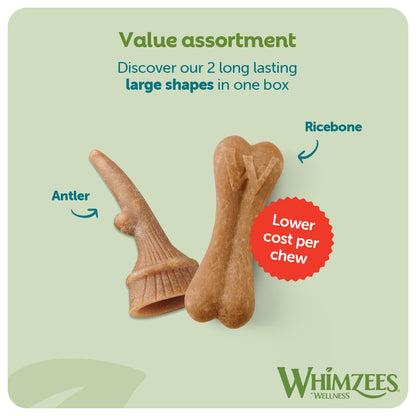 WHIMZEES By Wellness Rice Bone, Dog Dental Sticks, 9 Pieces, Size M/L, Dog Chews for Medium to Large Breeds, Natural, Gluten-Free, Rawhide-Free, Vegetarian - Sayby’s