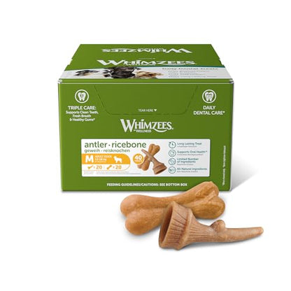 WHIMZEES By Wellness Rice Bone, Dog Dental Sticks, 9 Pieces, Size M/L, Dog Chews for Medium to Large Breeds, Natural, Gluten-Free, Rawhide-Free, Vegetarian - Sayby’s