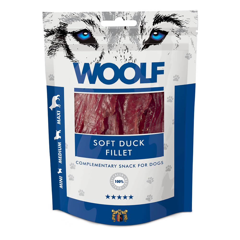 WOOLF Soft Duck Fillet Dog Treats - Complementary Snacks for Dogs. All-Natural Ingredients, High Meat Content, Nutritional, Free from Artificial Additives. Suitable for Dogs (100g) - Sayby’s