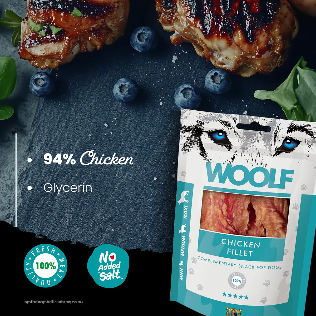 WOOLF Soft Duck Fillet Dog Treats - Complementary Snacks for Dogs. All-Natural Ingredients, High Meat Content, Nutritional, Free from Artificial Additives. Suitable for Dogs (100g) - Sayby’s