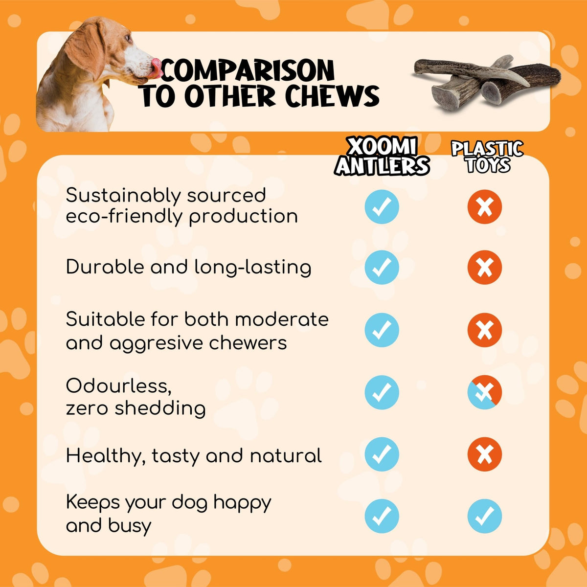XOOMI Red Deer, Whole Antler Chew for Small Dogs (100-120g) - Natural, Long-Lasting Chew for Healthy Teeth & Strong Chewers - Sustainably Sourced in the UK - Sayby’s