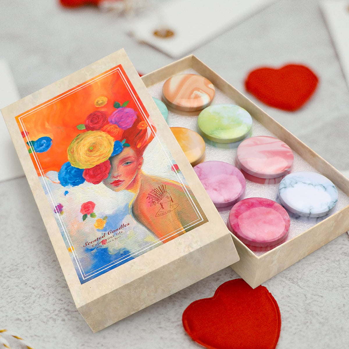 Yinuo Mirror Gifts for Women, 24 x 70 g Scented Candles Gift Set for Women, Soy Wax Aromatherapy Candles for Christmas, Birthday, Mother's Day, Valentine's Day, Bathroom, Yoga - Sayby’s
