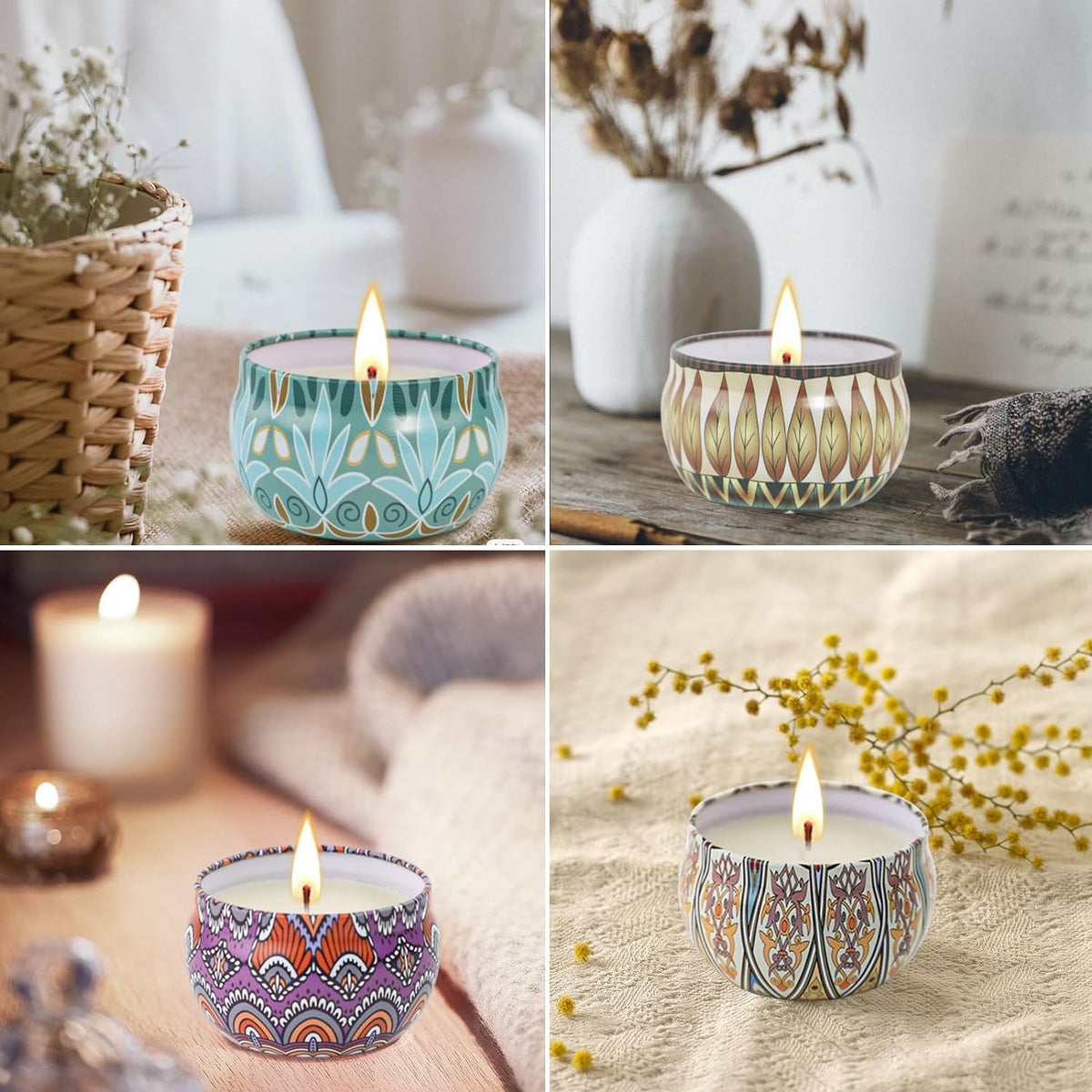Yinuo Mirror Gifts for Women, 24 x 70 g Scented Candles Gift Set for Women, Soy Wax Aromatherapy Candles for Christmas, Birthday, Mother's Day, Valentine's Day, Bathroom, Yoga - Sayby’s