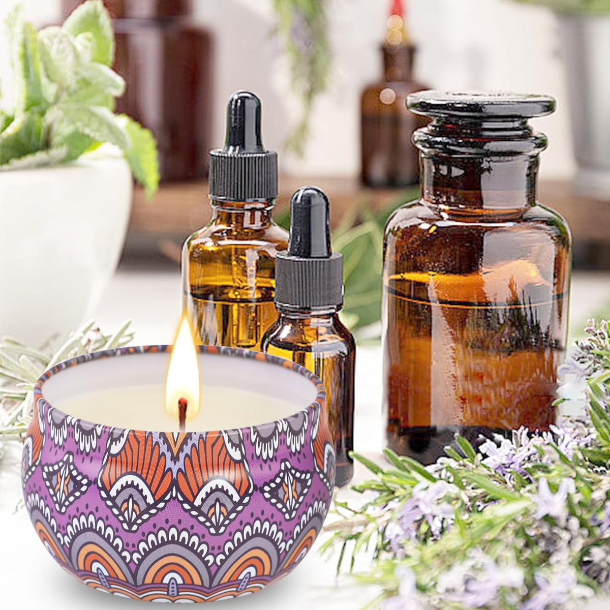 Yinuo Mirror Gifts for Women, 24 x 70 g Scented Candles Gift Set for Women, Soy Wax Aromatherapy Candles for Christmas, Birthday, Mother's Day, Valentine's Day, Bathroom, Yoga - Sayby’s