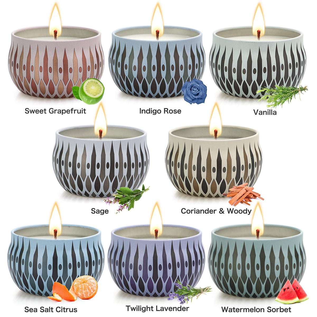 Yinuo Mirror Gifts for Women, 24 x 70 g Scented Candles Gift Set for Women, Soy Wax Aromatherapy Candles for Christmas, Birthday, Mother's Day, Valentine's Day, Bathroom, Yoga - Sayby’s