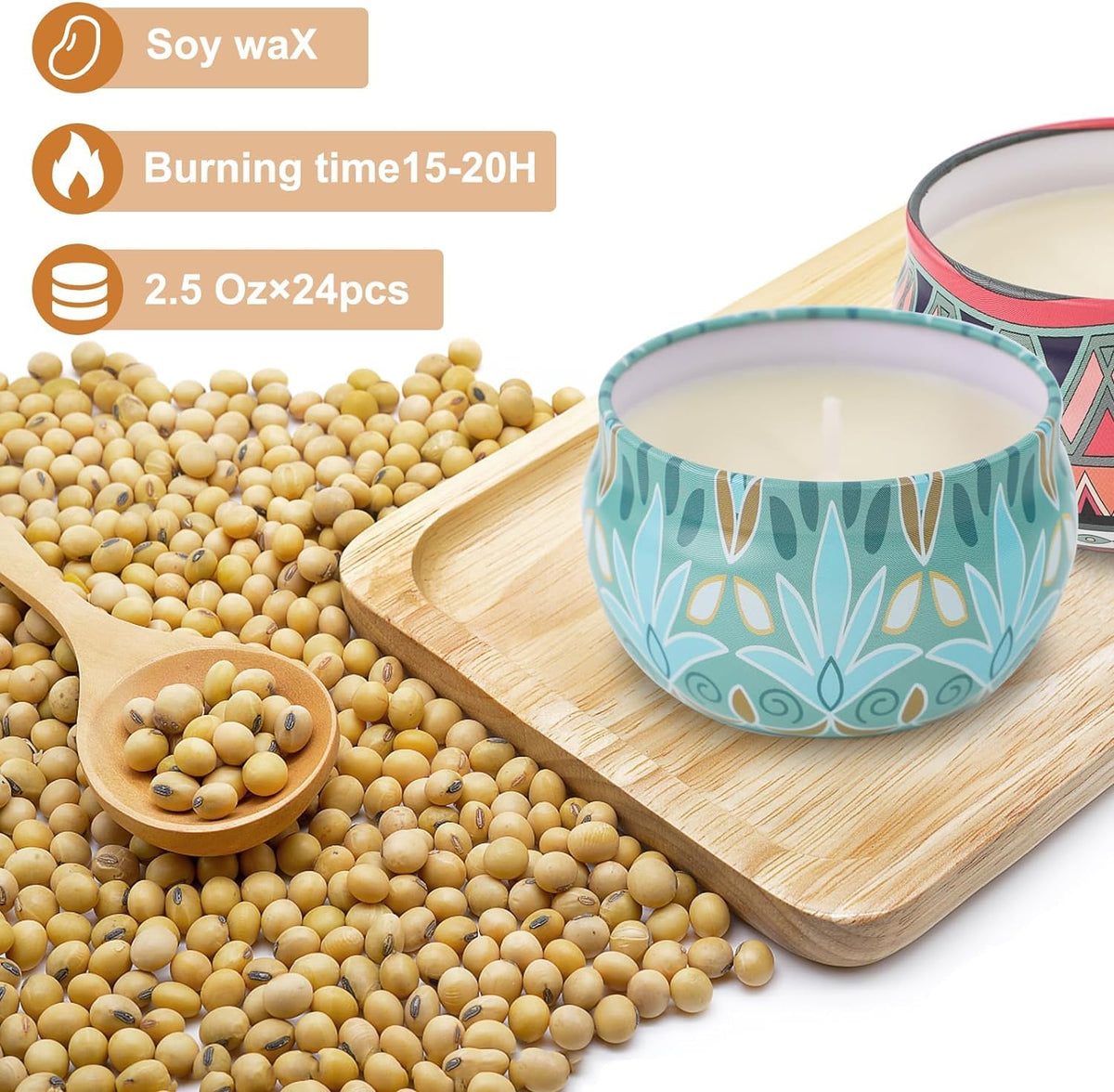 Yinuo Mirror Gifts for Women, 24 x 70 g Scented Candles Gift Set for Women, Soy Wax Aromatherapy Candles for Christmas, Birthday, Mother's Day, Valentine's Day, Bathroom, Yoga - Sayby’s