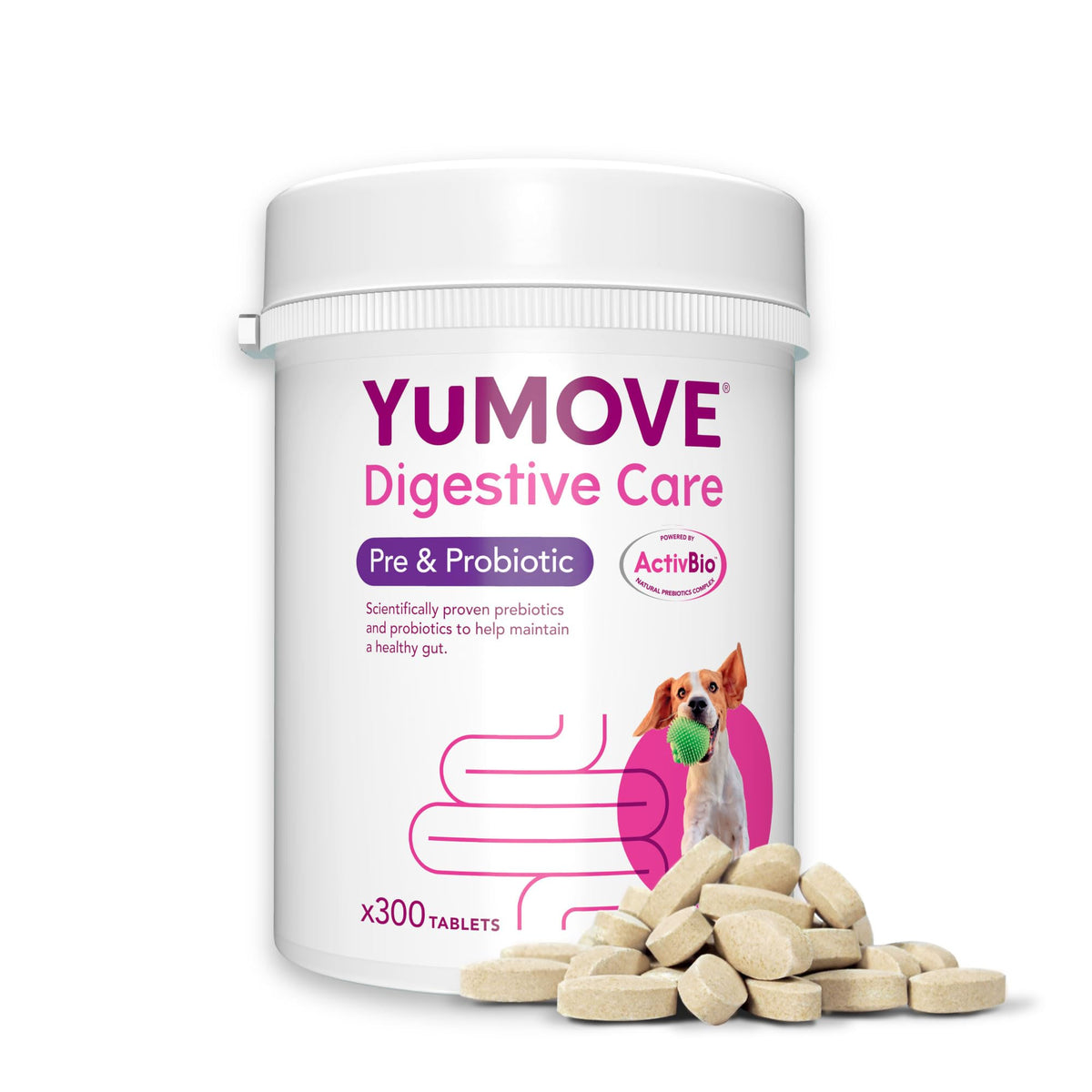 YuMOVE Digestive Care, Dog Pre and Probiotics Supplement for Gut Health, Digestive Support for All Ages and Breeds, 120 Tablets - Eco Friendly and Letter Box Ready Packaging - Sayby’s