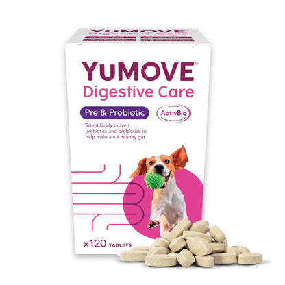 YuMOVE Digestive Care, Dog Pre and Probiotics Supplement for Gut Health, Digestive Support for All Ages and Breeds, 120 Tablets - Eco Friendly and Letter Box Ready Packaging - Sayby’s